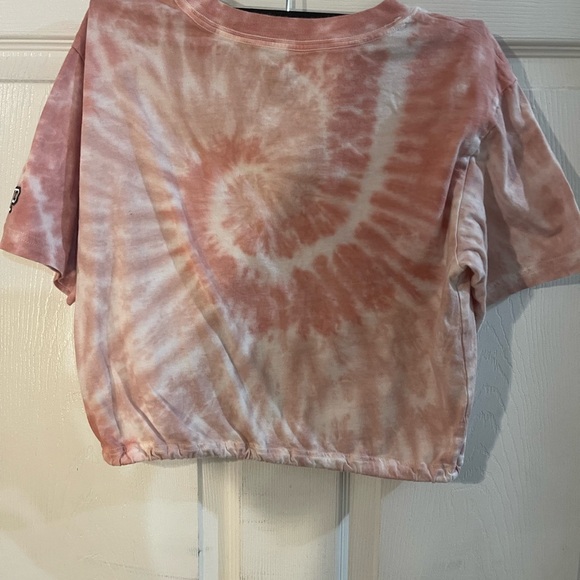 PINK Victoria's Secret Tie-Dye Crop Top - Pink and White - Picture 2 of 5